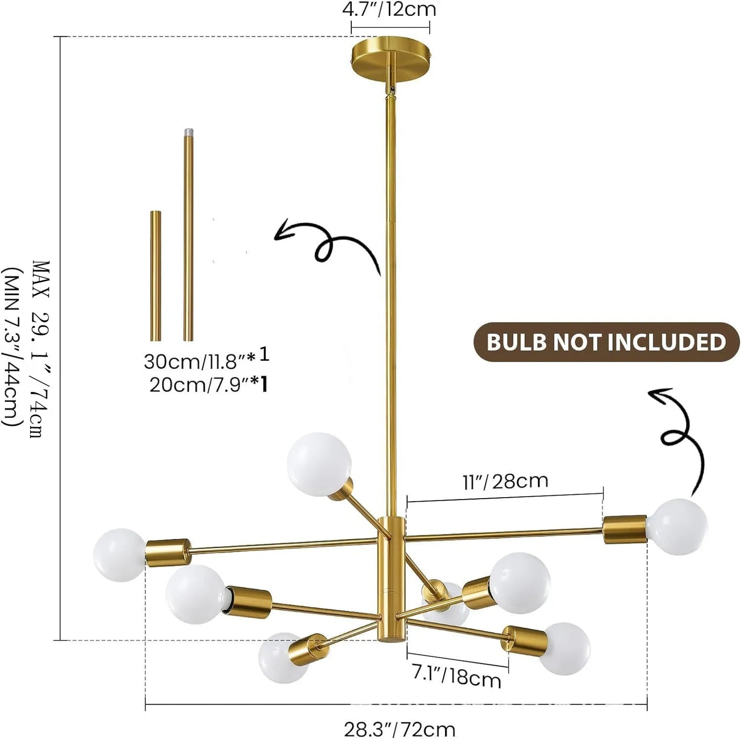 Decorative Living Room Chandelier Light 6/8/10/12 Lamps Heads Modern E27 Ceiling Chandelier Dining Room Bedroom Chandelier Lamp