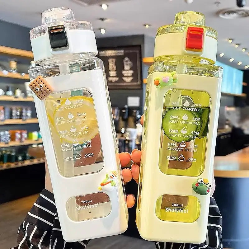 1 Piece White 900ml Sports Water Bottle Portable Sippy Cup Suitable For Outdoor Sports Carrying Handheld Square Plastic Cup