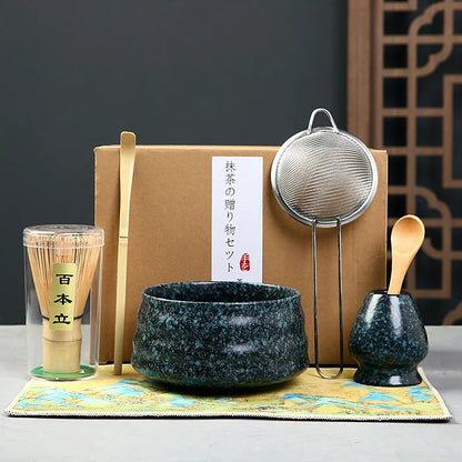 Matcha Set Kit Japanese Ceremony Green/Pink/White With Bamboo Spoon/Scoop, Whisk Holder, Matcha Bowl Matcha Gift Set