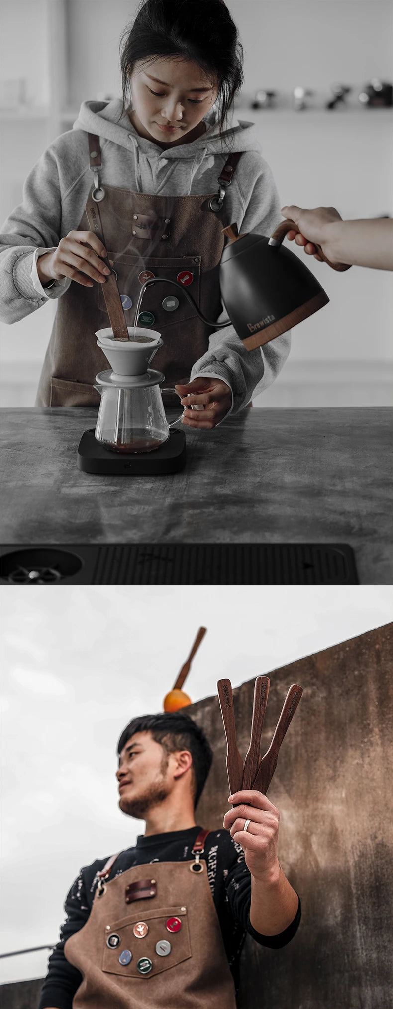 MHW-3BOMBER Durable Walnut Stirrers Vintage Solid Wood Textured Coffee Stirrers Exquisite Home Barista Kitchen Accessories