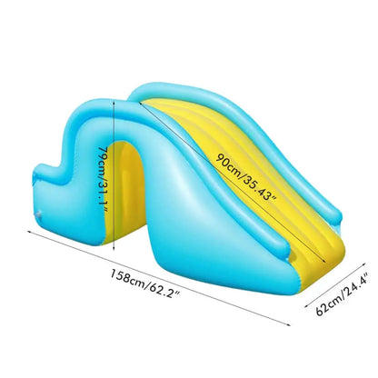 Inflatable Water Slide, Kids Water Slide, Swimming Pool Slide for Kids, Indoor and Outdoor Play, Blue PVC Slide 158*79*62cm