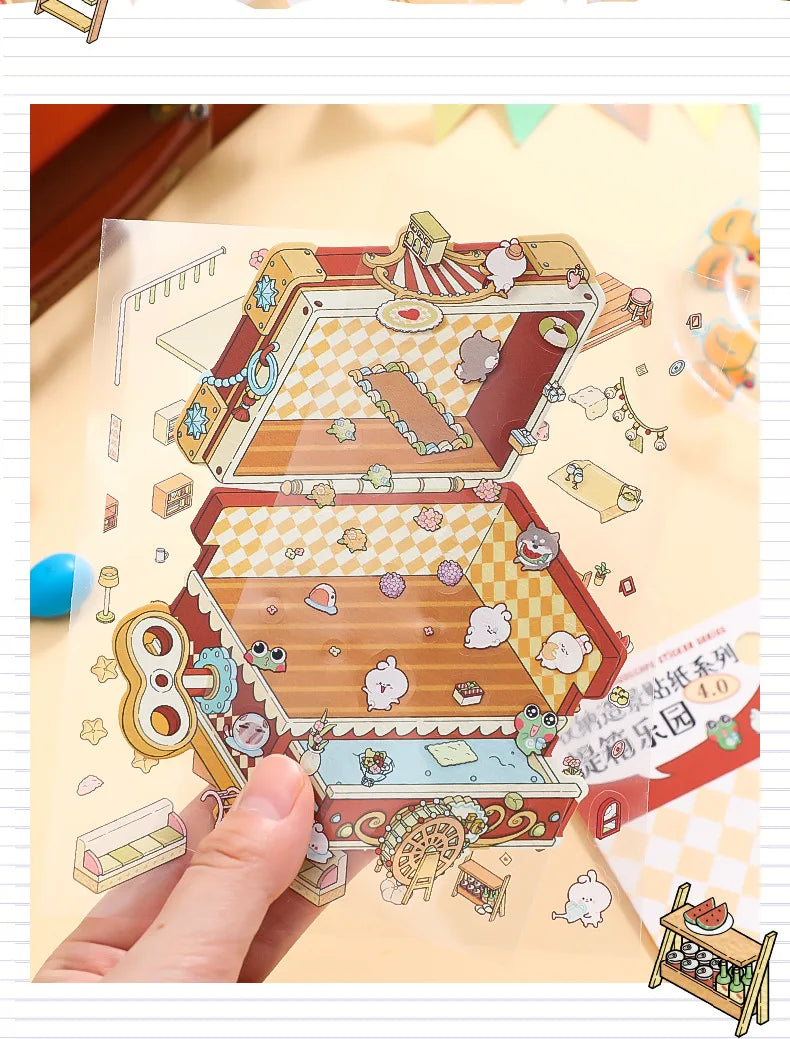 Creative Design Landscaping Sticker for Student Cute Cartoon Magic 3D Stack Scene Scrapbook Sticker Sweet Student Supplies