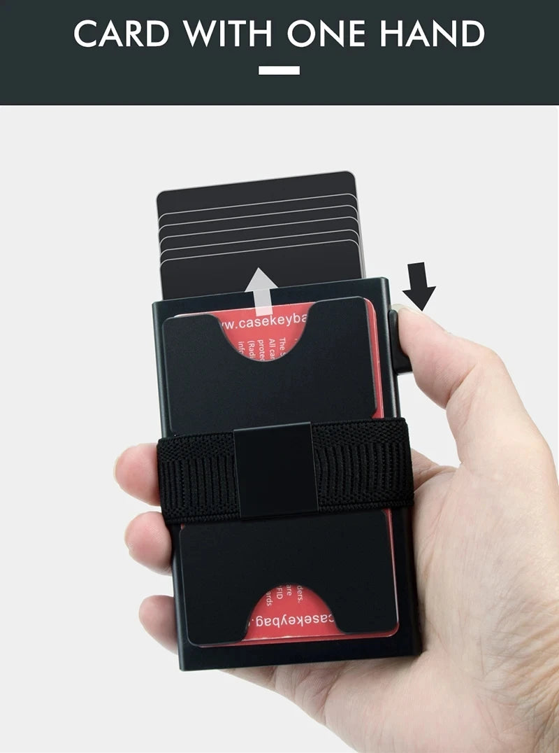 Custom Aluminum RFID Blocking Wallet Anti-Theft Credit Card Holder Fashion Leather ID Badge Decorative Metal Business