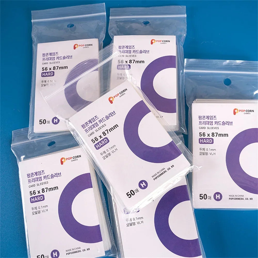 50pcs Card Sleeves Popcorn Card Film Card Set Card Set Transparent Hard Photo Card Holographic Protective Film Album Binder