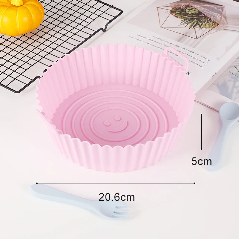 Silicone Air Fryer Liners Round Reusable Airfryer Basket Easy to Clean Air Fryers Silicone Pot Baking Tray Oven Accessories