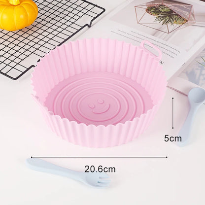 Silicone Air Fryer Liners Round Reusable Airfryer Basket Easy to Clean Air Fryers Silicone Pot Baking Tray Oven Accessories