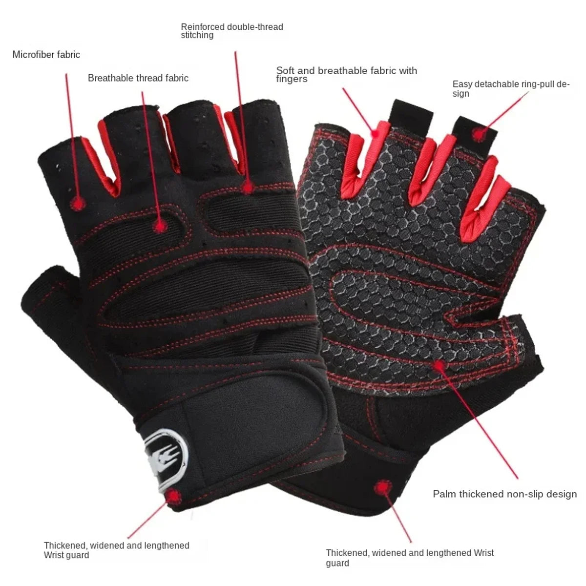 Men's Fitness Gloves Women's Fitness Weightlifting Wristband Gloves Fitness Training Sports Exercise Mountaineering Gloves