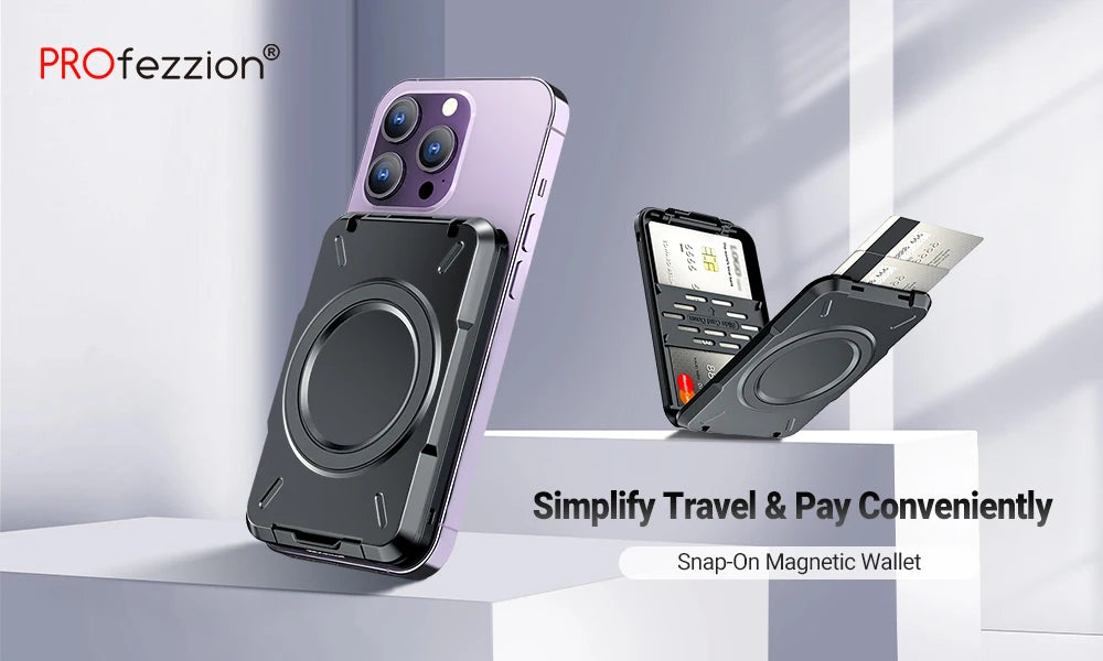 Magnetic Wallet & Card Holder with RFID Blocking Function for iPhone 14 15 Pro/ Pro Max/ 13 Pro Max/ 13 Pro 12 11 MagSafe Wallet