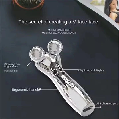 4D Roller Facial Massager EMS Face Lift Device V-Face Slimmer Skin Tightening Double Chin Remover Eye Care Vibration Massager