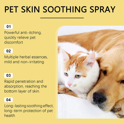 Pet Skin Care Spray Relieve Discomfort for Dogs Cat Flea Lice Control Alleviate Skin Scratching Licking Portable Pet Wound Spray