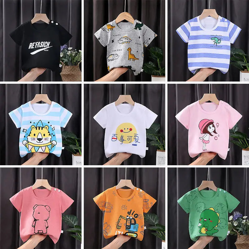 Children's Clothing T-Shirt  Kids Clothes Boys Girls Summer Cartoon Tops Short Sleeve Clothes 100% Cotton Baby Clothing