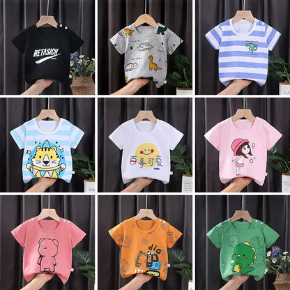 Children's Clothing T-Shirt  Kids Clothes Boys Girls Summer Cartoon Tops Short Sleeve Clothes 100% Cotton Baby Clothing