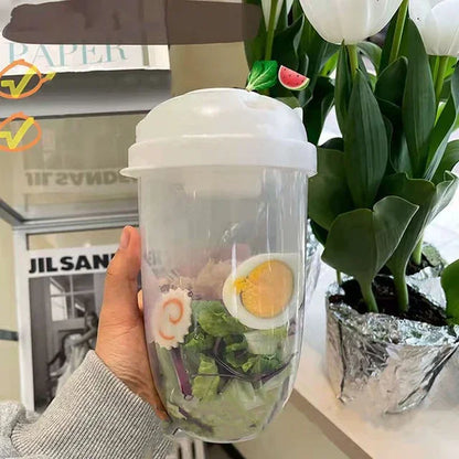1PC/Portable Salad Cup Breakfast Salad Bowl with Fork School Lunch Box Food Storage Bento Box Yogurt Oatmeal Cereal Milk Cup
