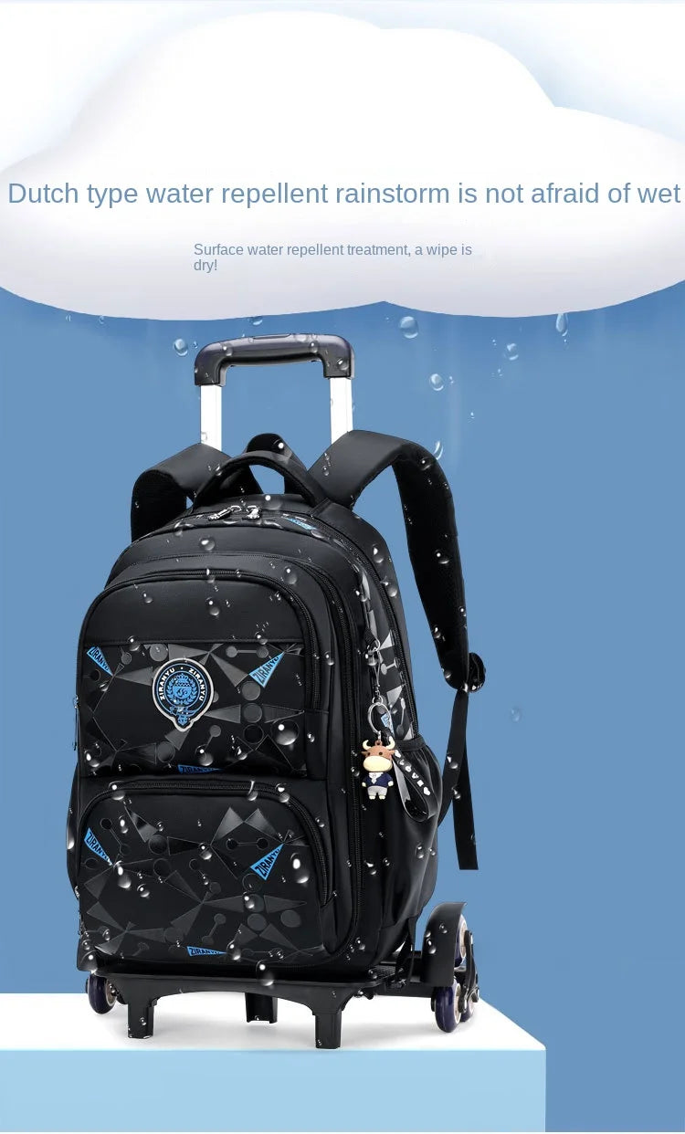 School Rolling Backpacks School bags for Boys Trolley bag with Wheels Waterproof Orthopedic School Bag Student Wheeled Backpack