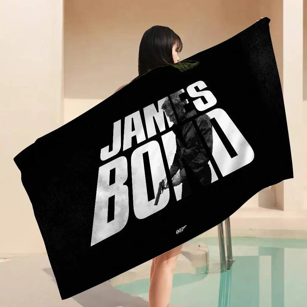 British Legend J-James B-Bond 007 Cartoon Beach Towel Cute Kawaii Room Decor Bath Girls Children Hand Towels For Bathroom Shower
