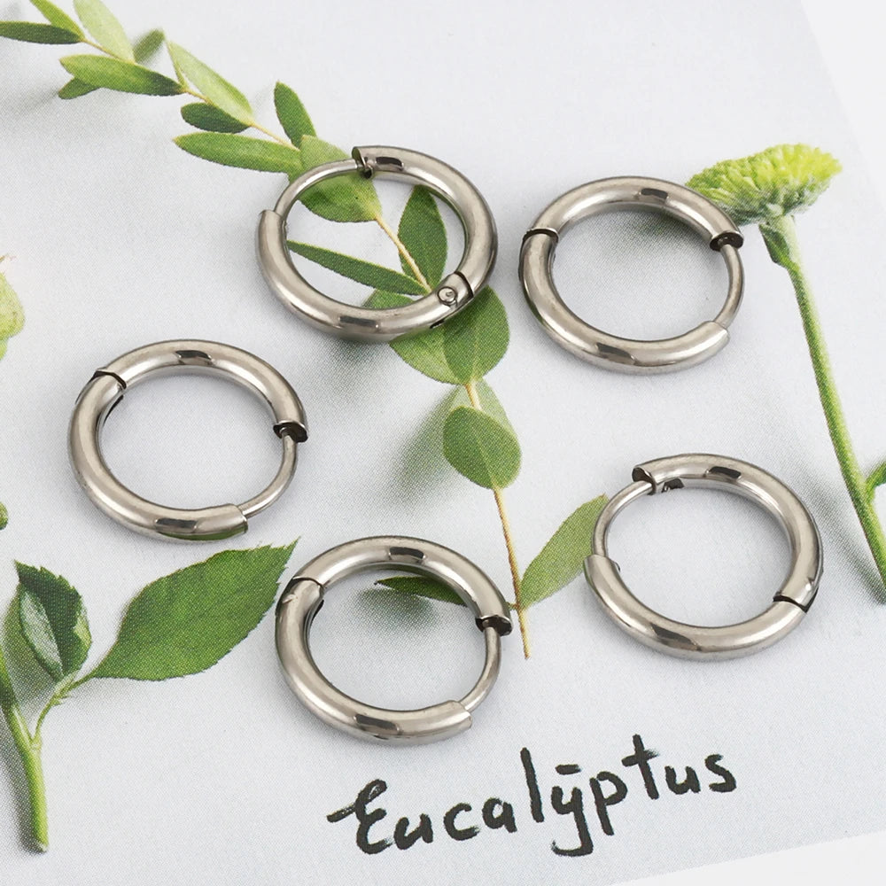 10pcs Stainless Steel Hoop Earrings 2.0mm Ear Ring Round Circle Earring
