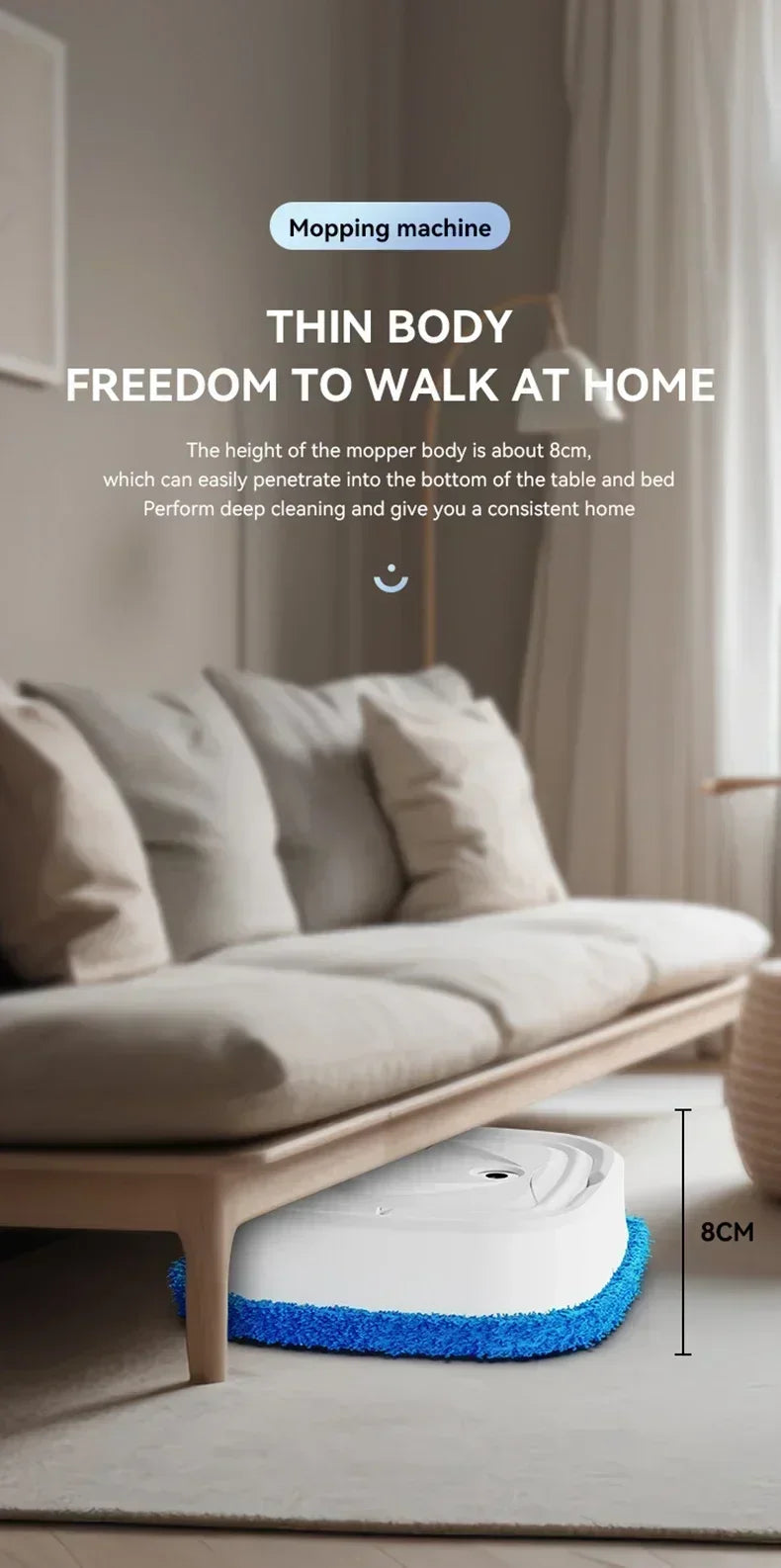 Wireless Cleaner Intelligent Robot Vacuum Cleaner Rotary Sweeper Powerful Cleaning Humidification Spray Dry and Wet Cleaning