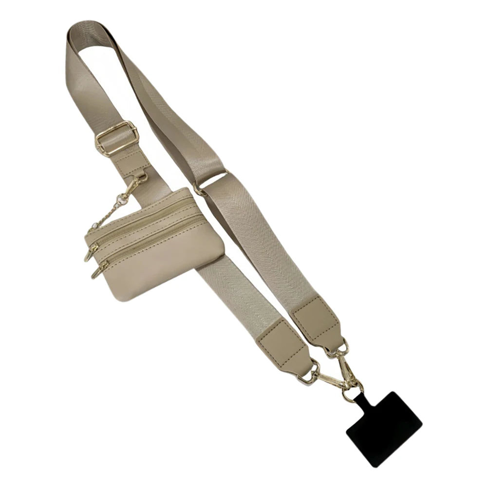 Phone Strap With Zippered Pouch For Women, Adjustable Cellphone Lanyard Crossbody With Wallet ,Clip And Go Strap for Phone