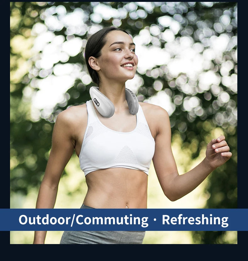 New Wearable Neck Fan Hanging Neck Fan Rechargeable Semiconductor Cooling Bladeless Fan Outdoor Personal Fan Wearable Cooler