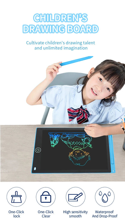 12 inch LCD Writing Tablet for Kids-Reusable Drawing Board, Eye Protection Screen, Lock Button & Instant Erase-Educational Gift