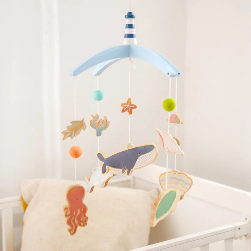 Newborn Baby Rattles Toys 0-12 Months Soft Felt Whale Bed Bell Infant Mobile Crib Hanging Musical Carousel Toy Boys Girls Gift
