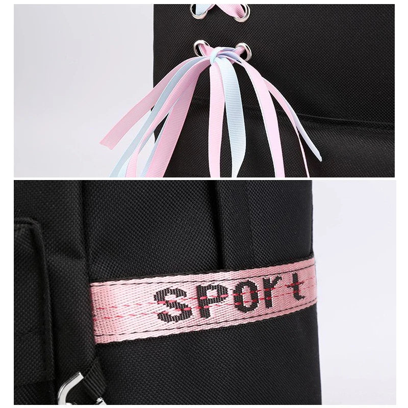 School Backpack for College Students Fashion Trend Travel Backpack USB Charging Laptop Bagpack Black School Bags for Teenager