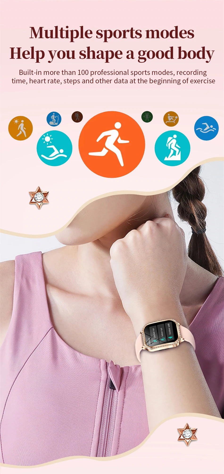 LIGE Fashion Ladies Smartwatch Women's Health Bluetooth Call Waterproof Watches Health Sports Best Friend's Smartwatch Adult