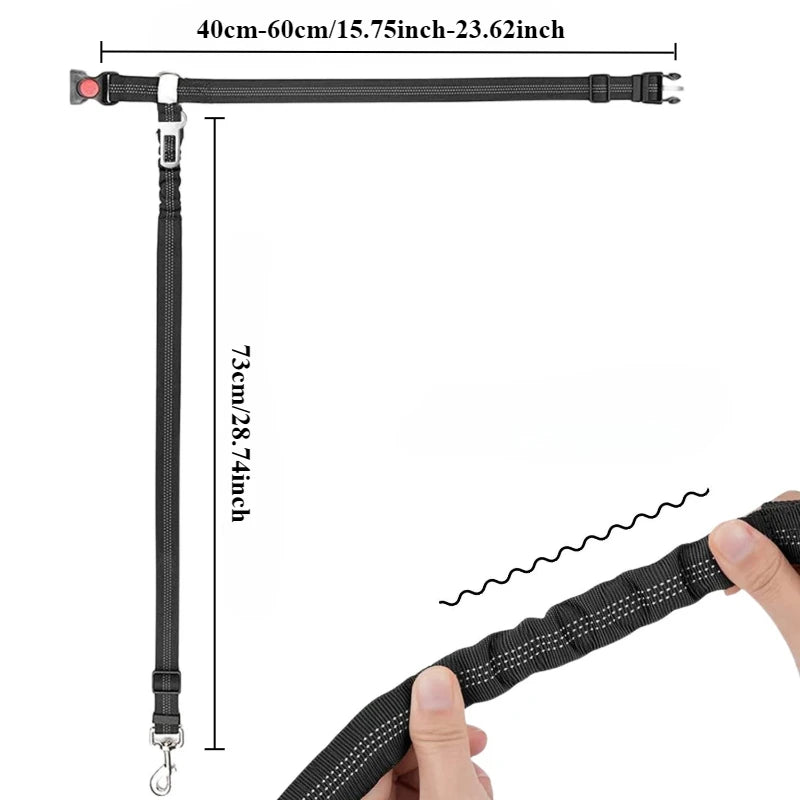 Dog Seat Belt for Car,Dog Car Harness Seatbelt Adjustable with Elastic Bungee Buffer, 2in1 Pet Leash Restraint Dog Safety Tether