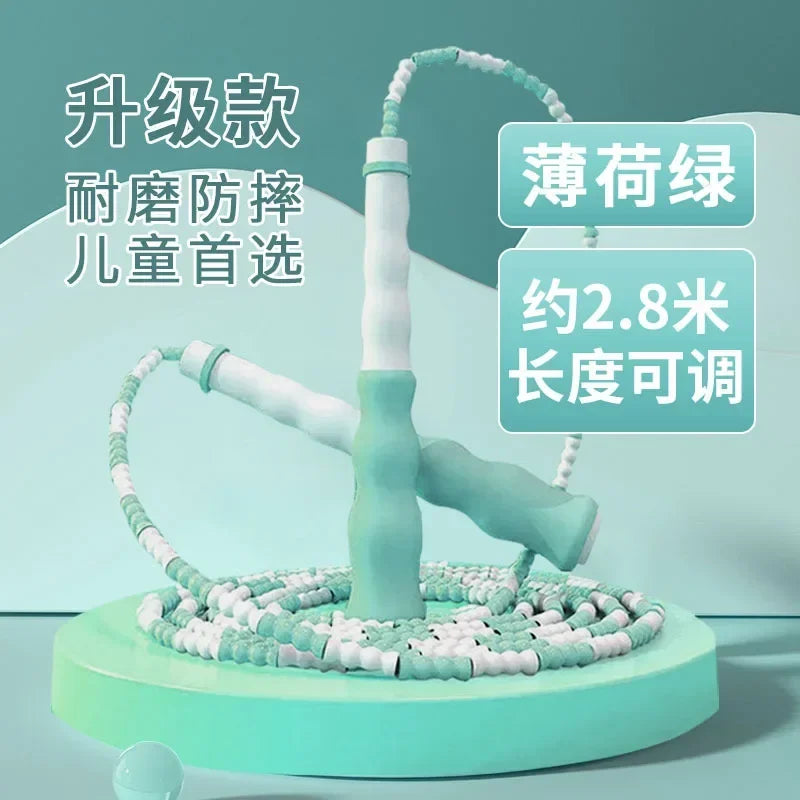 2.8m Soft Beads PVC Cord Silicone Skip Rope for Baby Kids Girls Exercise Fitness Jump Rope Adjustable Bamboo Beaded Jumping Rope