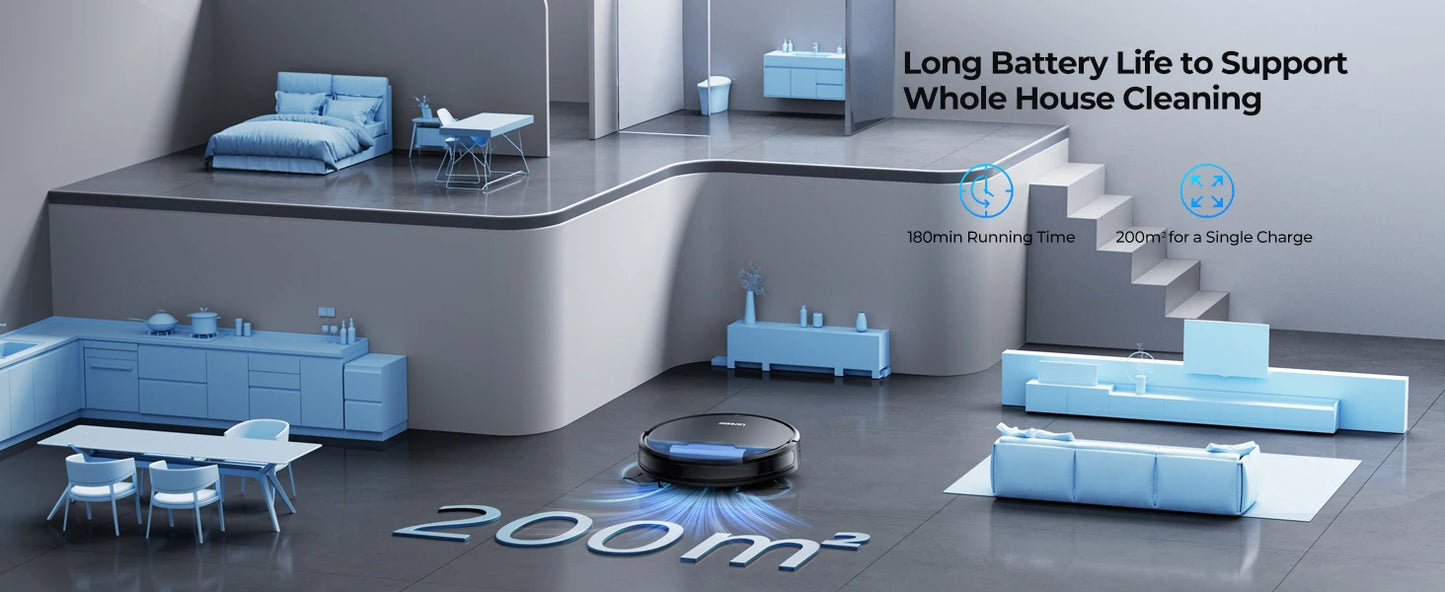 Laresar Robot Vacuums and Mop Combo 6000Pa Suction Auto Carpet Boost Self-Charging Super-Slim Robotic Vacuum Cleaner