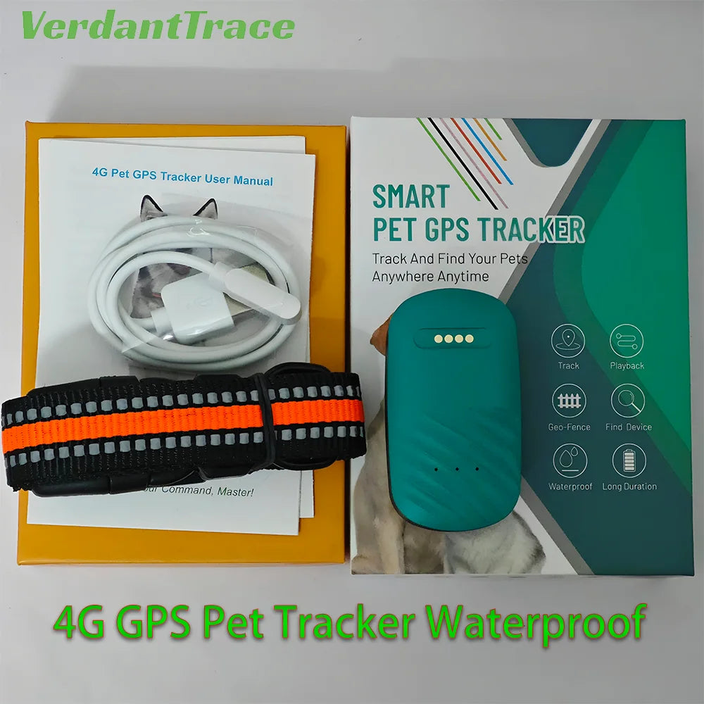 4G GPS Pet Tracker Waterproof Anti-Loss Collar Device for Dogs Cats Sheep Real-Time Location & Activity Monitor Farm Home Use