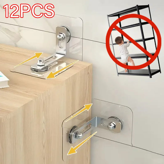 Furniture Anchors Strong Self-adhesive Fixed Prevent Dumping Device No punching Safety Anti Overturning Cabinet Buckle Anchors