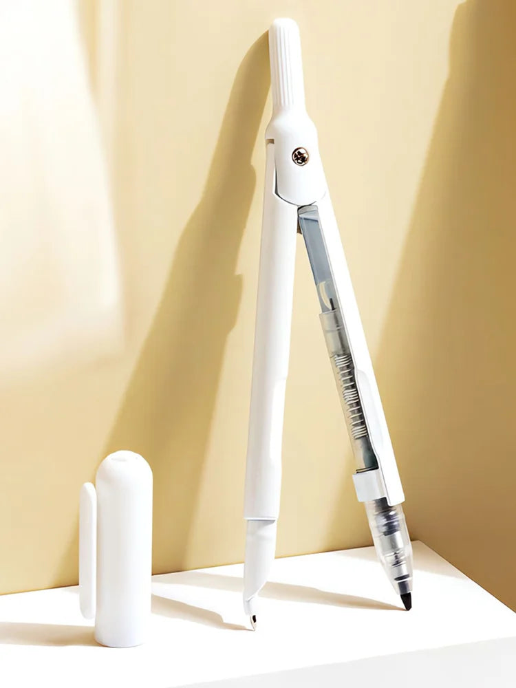 M&G Push-Free Mechanical Lead Compass *1 with Cap for Student Exam Drawing Student Stationery White