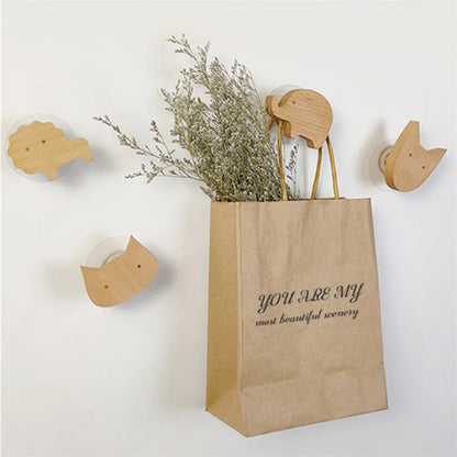 1pcs Animal Wooden Hooks Cute Room Decor Hook Wall Keychain Coat Hook Home Door Wood Hook Hanger Kitchen Accessories Gadget