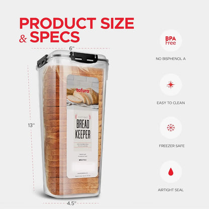 Bread Container Plastic Bread Box Bread Keeper with Airtight Lid Bread Storage Loaf Container Airtight Loaf Bread Saver BPA Free