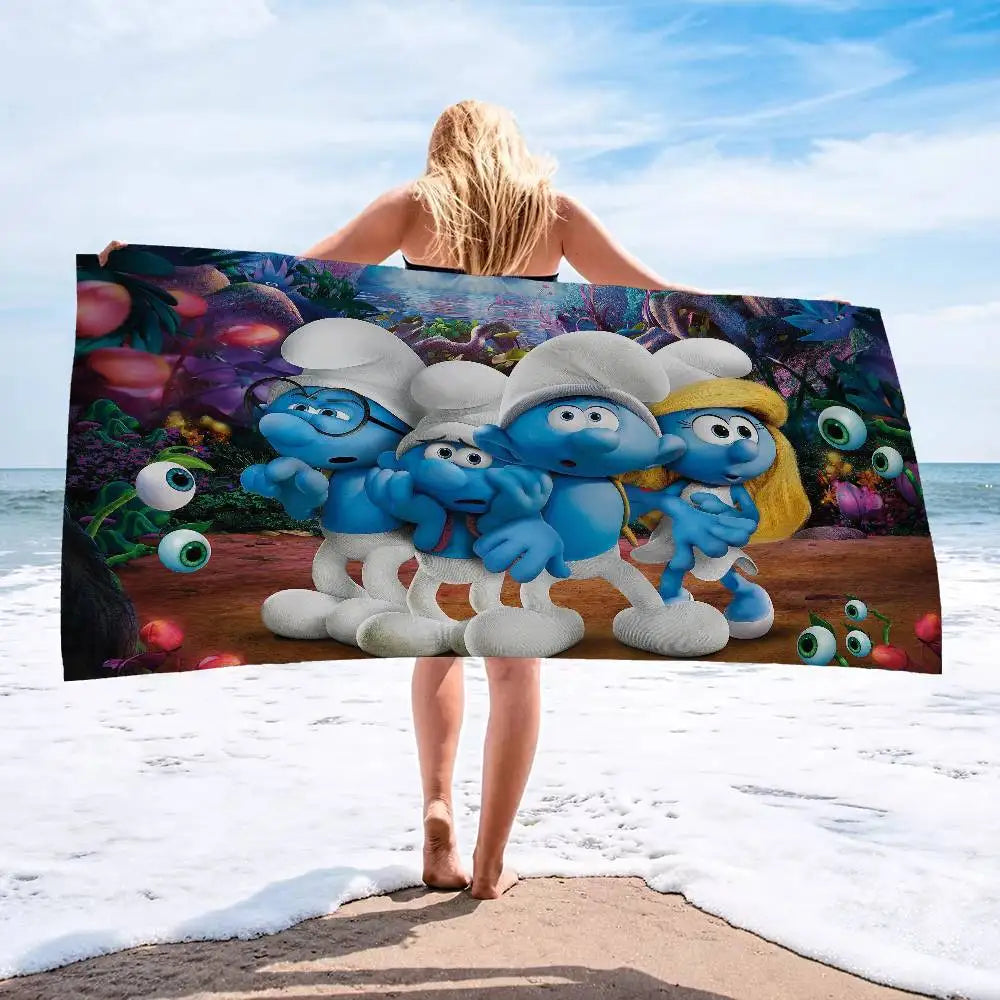Cartoon S-Smurfs Cartoon Beach Towel Cute Kawaii Room Decor Bath Girls Children Hand Towels For Bathroom Shower