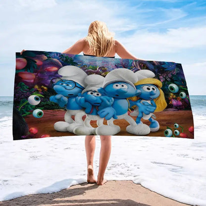 Cartoon S-Smurfs Cartoon Beach Towel Cute Kawaii Room Decor Bath Girls Children Hand Towels For Bathroom Shower