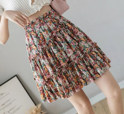 Skirts for Women Pleat Chiffon Womens Skirt Dots Clothing Mini Pleated Ruffle Short White Modest Aesthetic Harajuku A Line Cheap