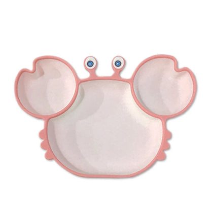 Baby Bowls Plates Spoons Silicone Suction Feeding Food Tableware BPA Free Non-Slip Baby Dishes Crab Food Feeding Bowl for Kids
