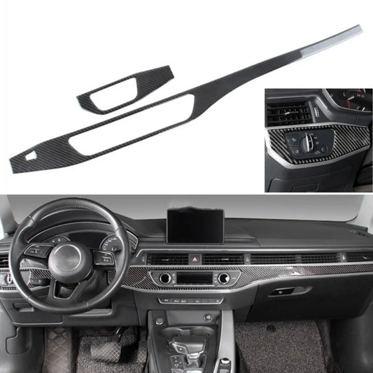 For Audi A4L A4 B9 2017-2022 Accessories Auto Central Control Headlight Switch Panel Trim Dashboard Decor Carbon Fiber Sticker