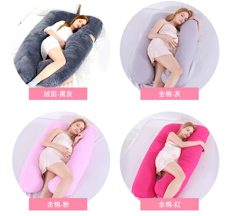 Materbity Pillow for Women Cotton Color Matching Removable Washable U-shaped Waist Support Cushion Pillow Maternity Body Pillow