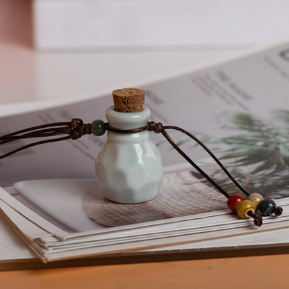 Handmade Ceramic Perfume Bottle Pendant Essential Oil Diffuser Artisan Craft Jewelry