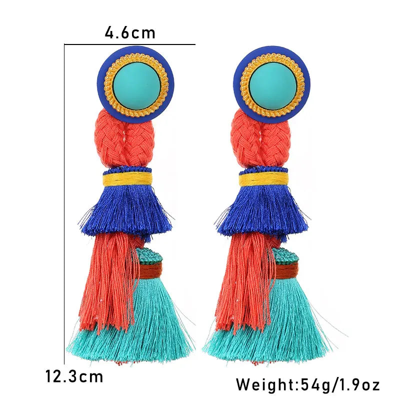 Bohemian Earrings Long Tassels Dangle Exaggerated Earrings Handmade For Women Wedding Party Jewelry