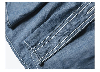 Bronson Repro USN Chambray Work Shirt Rugged Men's Selvedge Workwear Light Blue