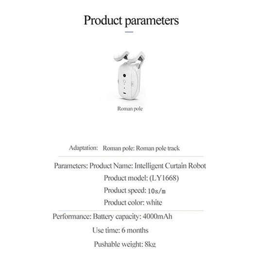 ABZZ-TUYA Smart Bluetooth Curtains Robot Roman Rod Track Automatic Curtain Opener Remote Control Curtain Motor
