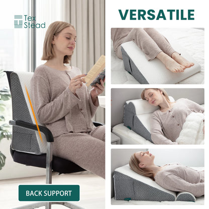 2 pc Wedge Pillow with Memory Foam Top Chic Jacquard Cover for Sleeping and Acid Reflux for Headboard and sofa Triangle Pillow