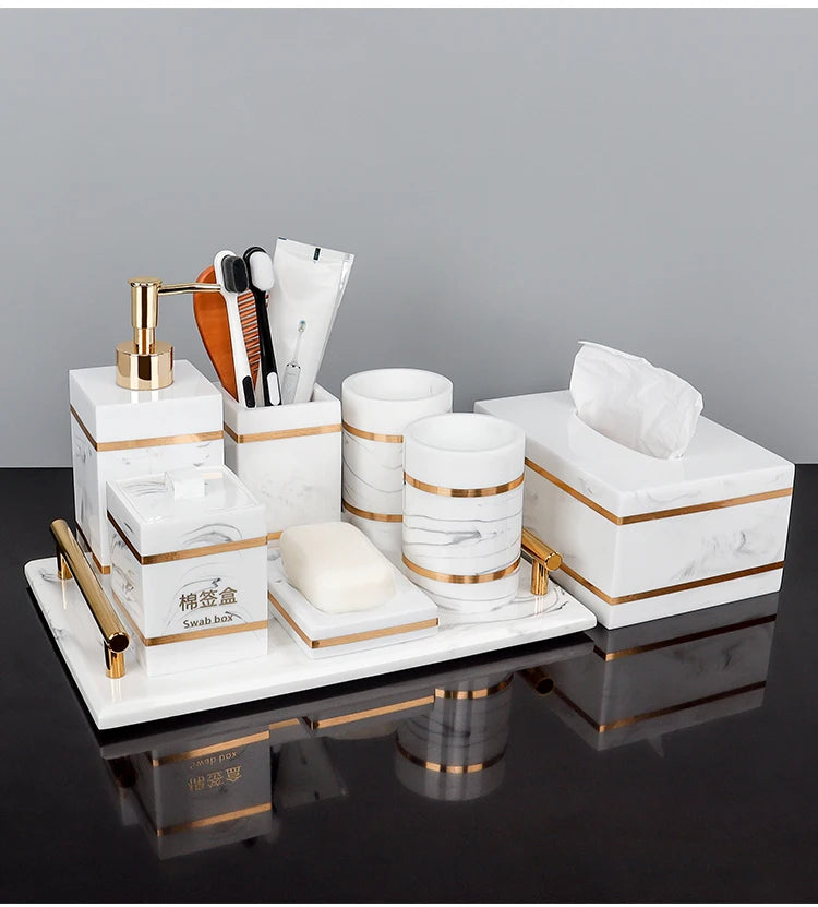 1pcs Resin Light Luxury Bathroom Wash Tray Hotel Bathroom Bathroom Wash Table Toothbrush Shelf Decoration  Toilet Accessories