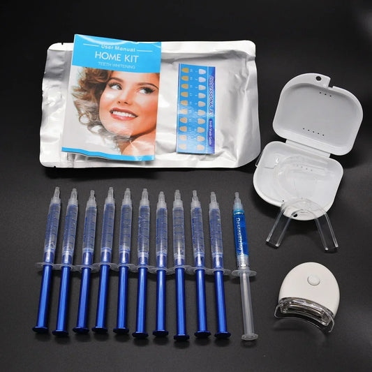 Home Use Teeth Whitening Kit with led light Care Oral Hygiene Tooth Whitener Bleaching White 44% Peroxide teeth brush BULK