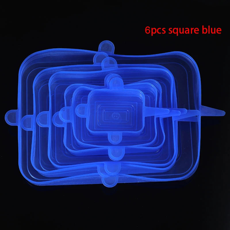 6/12Pcs/Lot Silicone Stretch Lids Universal Taper Pot Bowl Food Wrap Sealed Cover for Kitchen Cookware