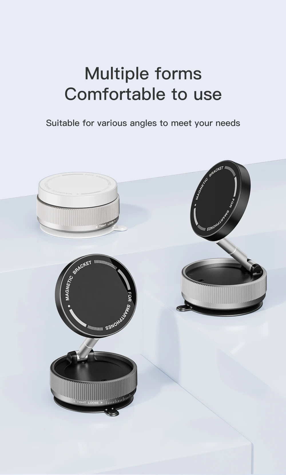 Foldable Magnetic Car Phone Mount with 360° Rotation & Vacuum Suction for Secure, Hands-Free Phone Holder